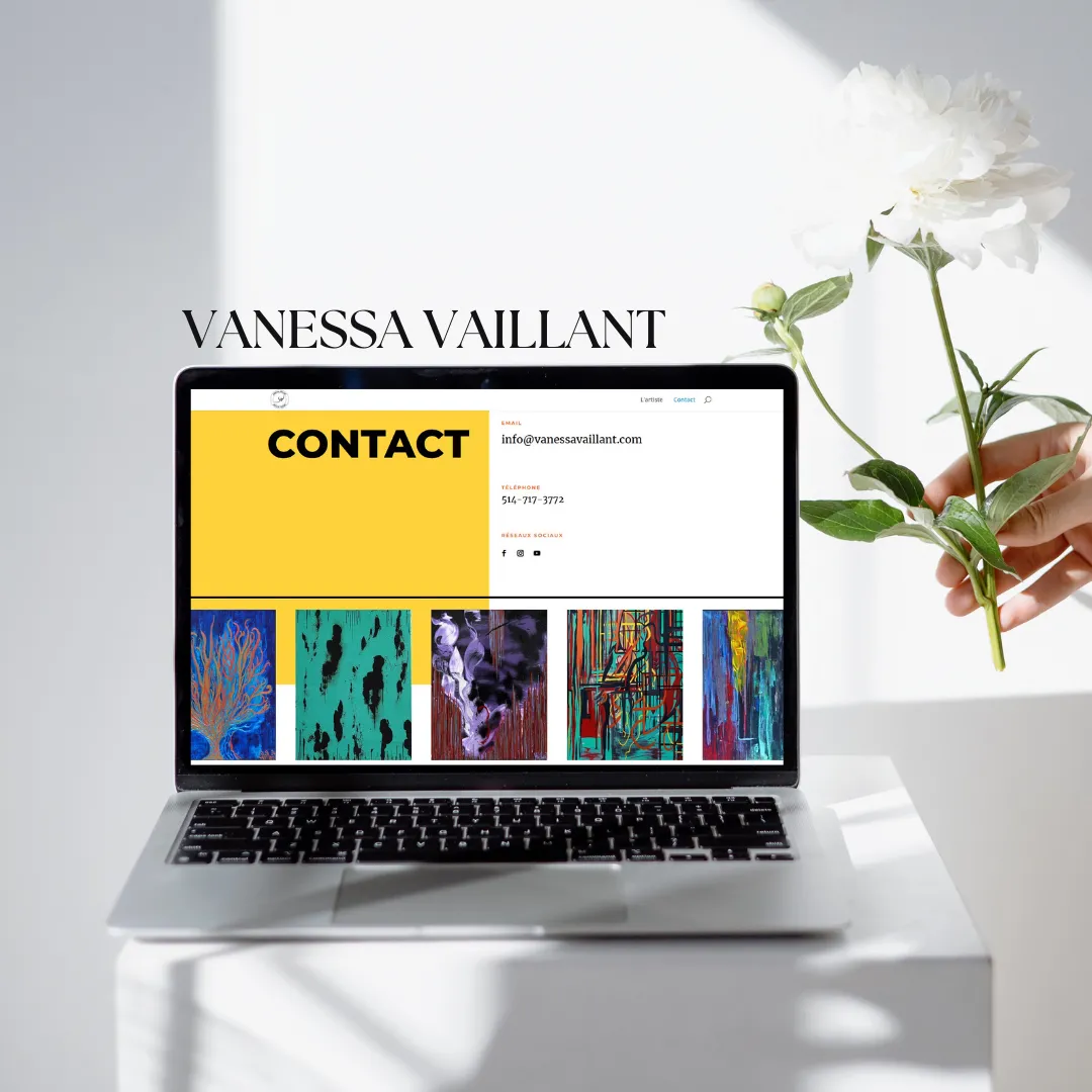 Macbook qui montre site internet de Vanessa Vaillant