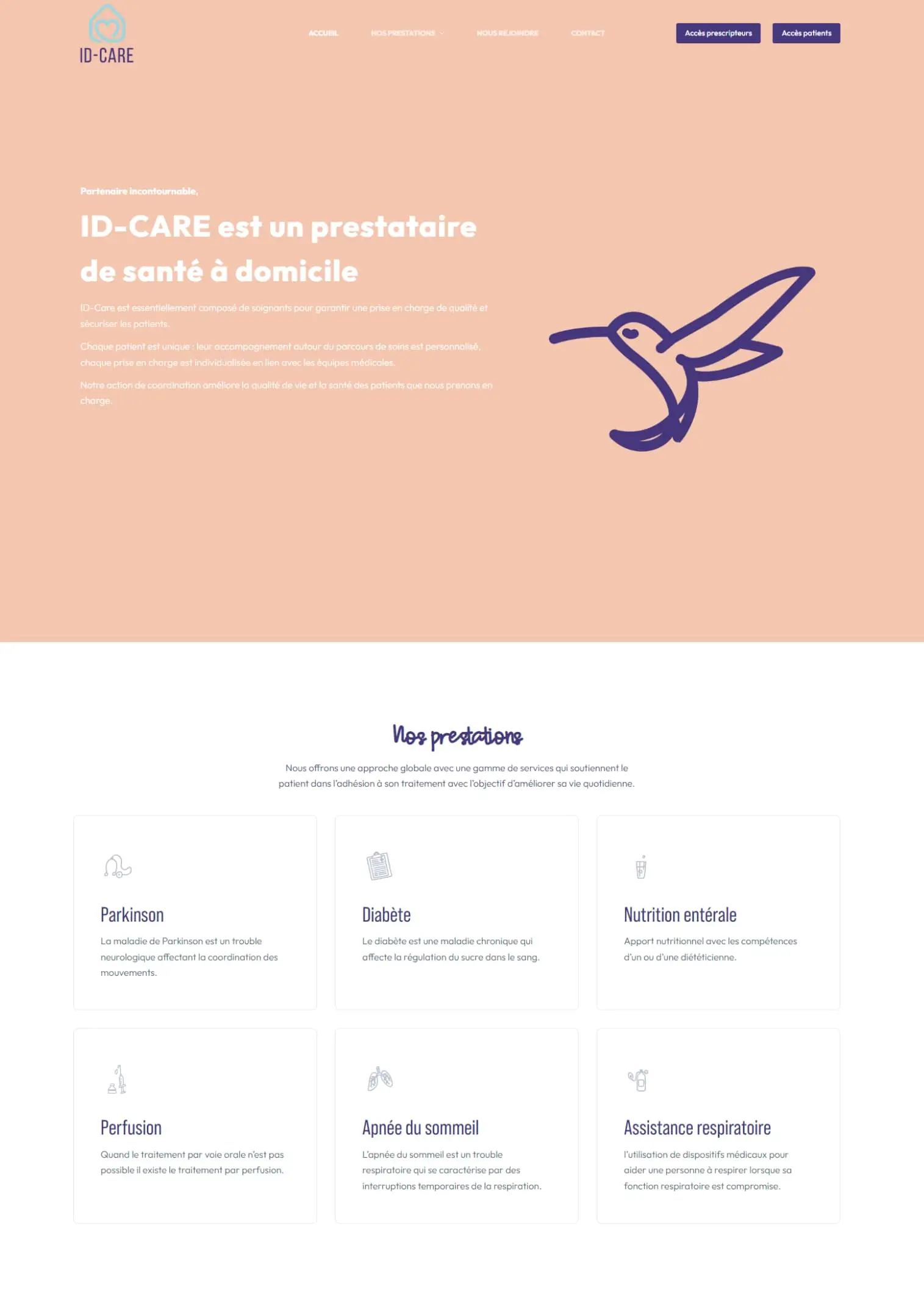 WordPress Webdesign site ID-CARE Prestataire de santé à domicile