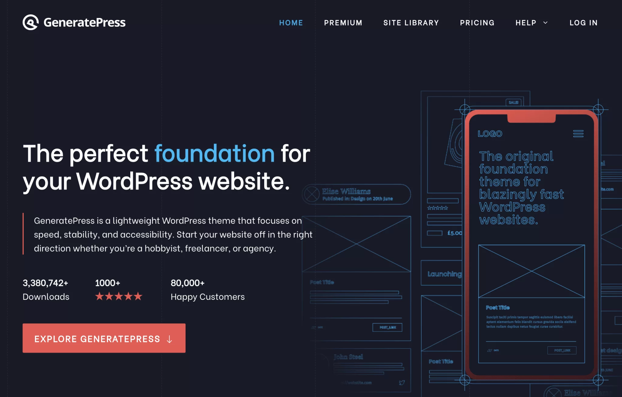 Homepage site GeneratePress